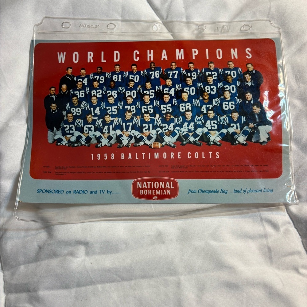 1958 NFL Champion Baltimore Colts Advertising Proof